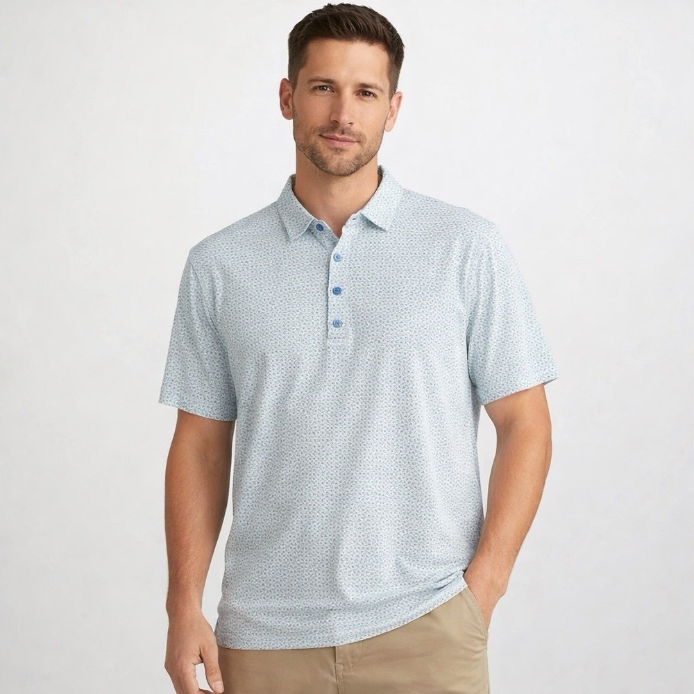 Johnnie O Mens XL Golf Polo Shirt EASTER Coastal Blue Resort Casual READ